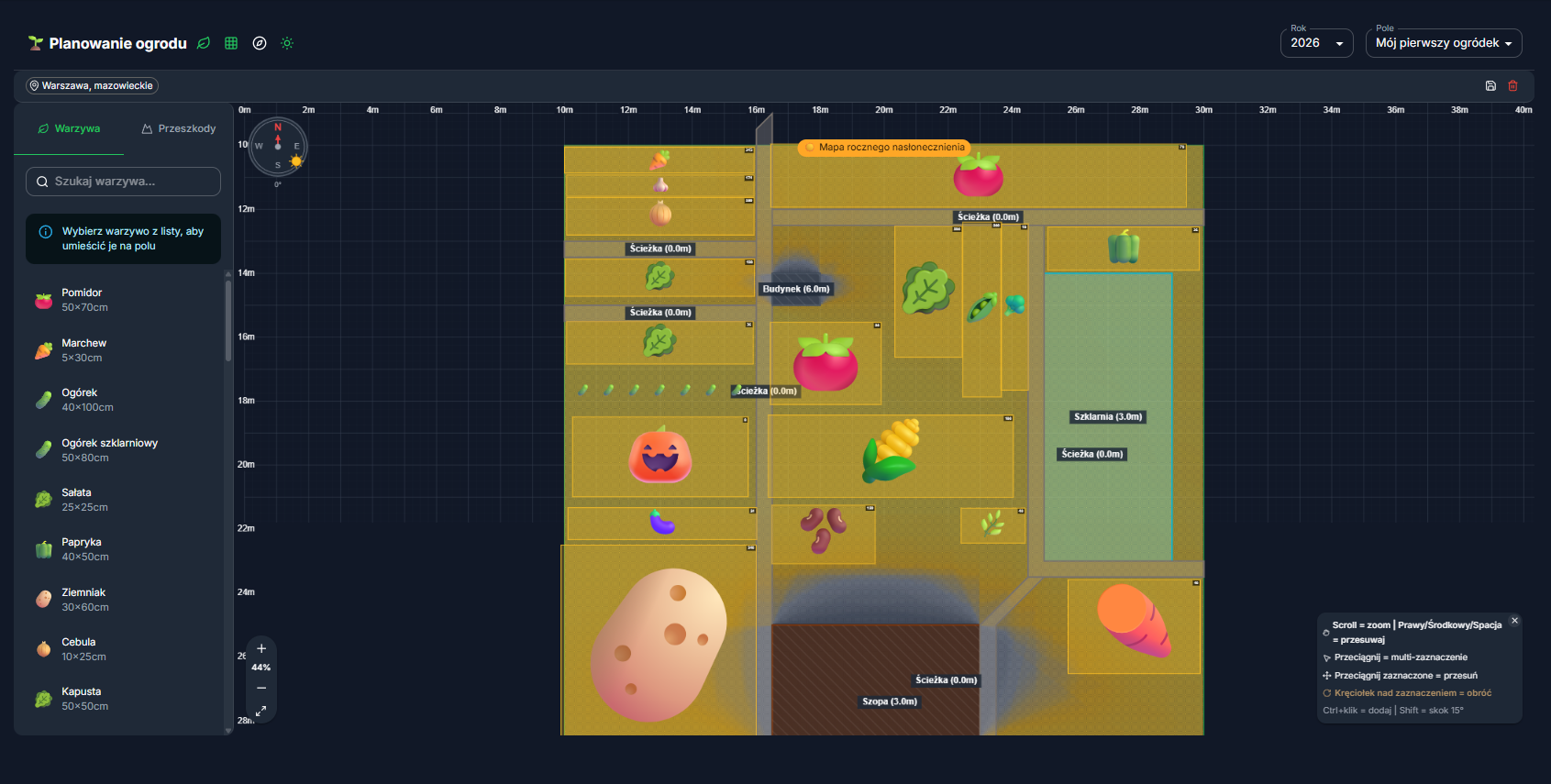 Planer Ogrodnika - Zrzut ekranu aplikacji